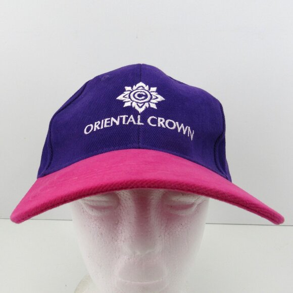 Oriental Crown Embroidered Logo Women's Purple & Pink Adj Strap Back Cap Hat - Picture 2 of 8
